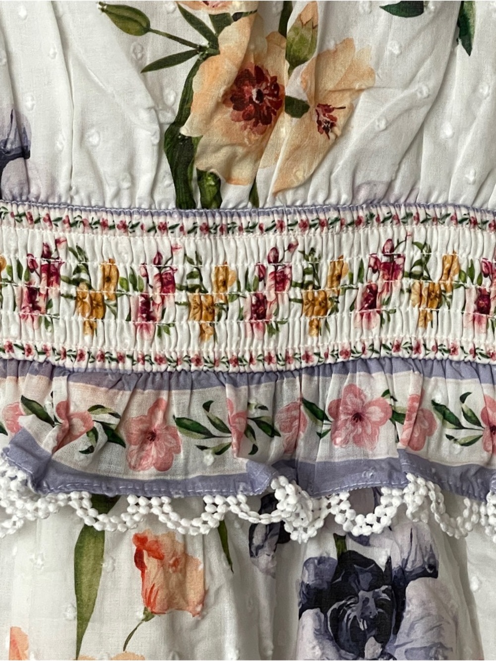 NEW Viral Camila Summer Garden Party Floral Maxi Dress Cotton Scallop Smocked - Picture 16 of 16